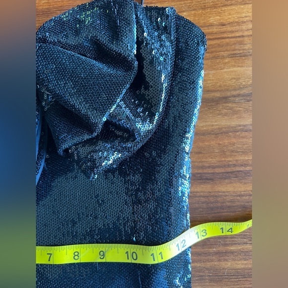 Torn by Ronny Kobo Black Sequin Silk Bow Slip Strapless Mini Dress size small - Picture 12 of 14